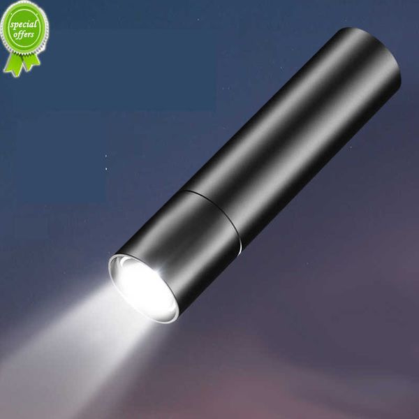 Nouvelle mini lampe de poche rechargeable par USB à 3 modes Lampe de poche lumineuse en alliage d'aluminium avec une grande capacité de batterie intégrée