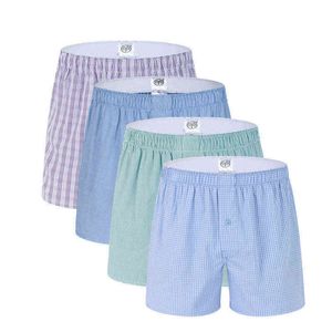 Nouveau 3 pack Classique Plaid Hommes Boxers Homme Flèche Culotte Boxer Ceinture Élastique 100% Coton Hommes Sous-Vêtements Troncs Tissé H1214