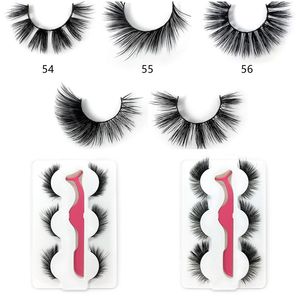 NOUVEAU 3 paires 6D vison cils faux cils avec pince à épiler entrecroisé naturel long moelleux vison cils extension de cils outils de maquillage