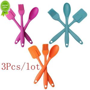 Nouveau 3 pièces créativité silicone spatule grattoir brosse cuisine cuillère outils de cuisson ensemble d'accessoires gadget