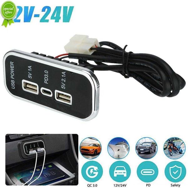 Nouveaux ports PD Type-C 2.1A 1A PORTE DE CHARGEUR DE VOITURES USB DC 12V 24V pour la moto