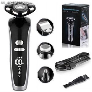 Nouveau rasoir électrique à 3 vitesses pour hommes Wet Dry Pro Tondeuse à cheveux pour barbe Rasoir rechargeable Machine de rasage pour le visage Kit de toilettage L230523