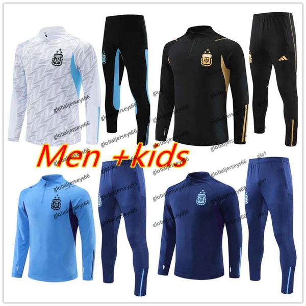 New_3 étoiles Argentine Survêtement Football Maillot D'entraînement 2023 Équipe Nationale De Football Survêtement Costume Jogging Hommes Et Enfants