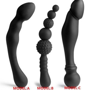 Nouveau 3 Styles manuel noir grosses perles de traction Plug Anal Silicone gode Anal Double tête godemichet Anal jouets sexuels pour Gay Men4525530