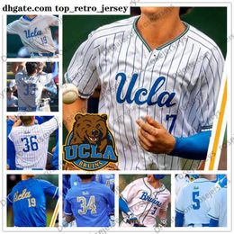 Nuevo # 3 viste UCLA NCAA Brandon Crawford Béisbol 7 Chase Utley 12 Gerrit Cole 42 Robinson Blanco Gris Azul claro 2019 Retro College Baseb