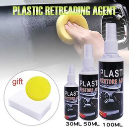 Nouveau 30/50 ML Voiture Plasltic Restoer Automobile Intérieur Plastique Caoutchouc Cuir Rechapage Agent avec Éponge Livraison Rapide Support CSV