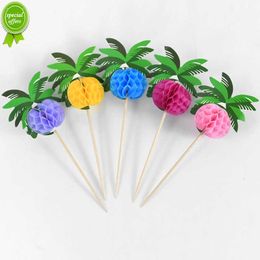 Nieuwe 30/50pcs Hawaiian Luau Cocktail Picks Coconut Palm Tree Food Stick Cupcake Topper Tropische Zomer Verjaardagsfeestje decor Levert