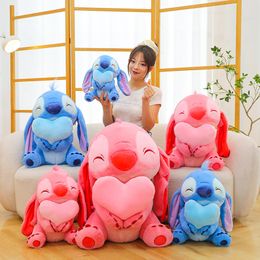 Nouveau ensemble d'oreiller en peluche de stitch love 30 à 80 cm avec des prix de jeu cadeau