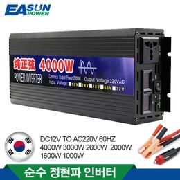 Nieuwe 3000W 4000W Pure Sine Wave Inverter Power Solar Car omvormers met LED -display DC 12V 24V tot AC 220V spanningsconverter