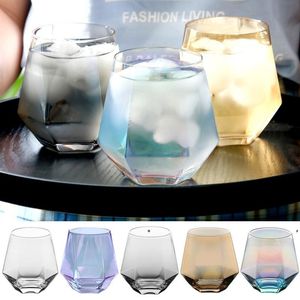 Nieuwe 300 ml Glas Wijnglazen Melk Cup Gekleurde Crystal Glass Geometry Hexagonal Cup Phnom Penh Whisky Cup DHD36