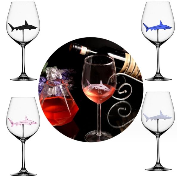 Gobelet à vin rouge de 300ml, verre à vin Transparent, requin, dauphin, étoile de mer, maison, Bar, fête, verre à whisky, décoration de dîner, nouveauté