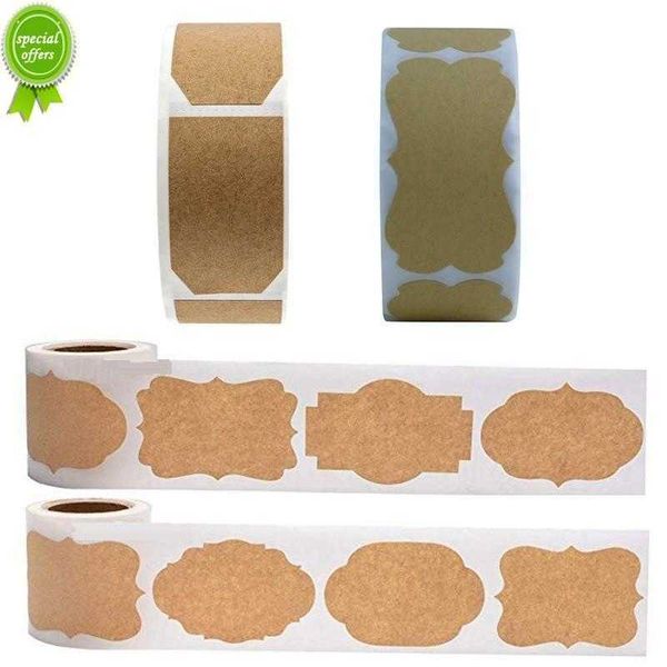 Nouveau 300 pièces/rouleau Kraft autocollant papier étiquettes blanc cadeau de noël pour pot bougie verre bouteille bureau Classification papeterie autocollant