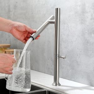 Nouveau robinet de cuisine en acier inoxydable 304 robinet d'évier de dessin à double contrôle chaud et froid à 360 degrés
