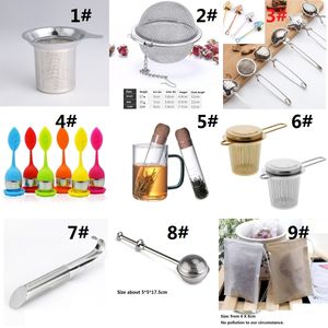 Nieuwe 304 roestvrijstalen bol vergrendelingskruid thee ball zeef mesh infuser thee strainer filter infusor glazen pijp zak siliconen haak duw houten pulp filterpapier