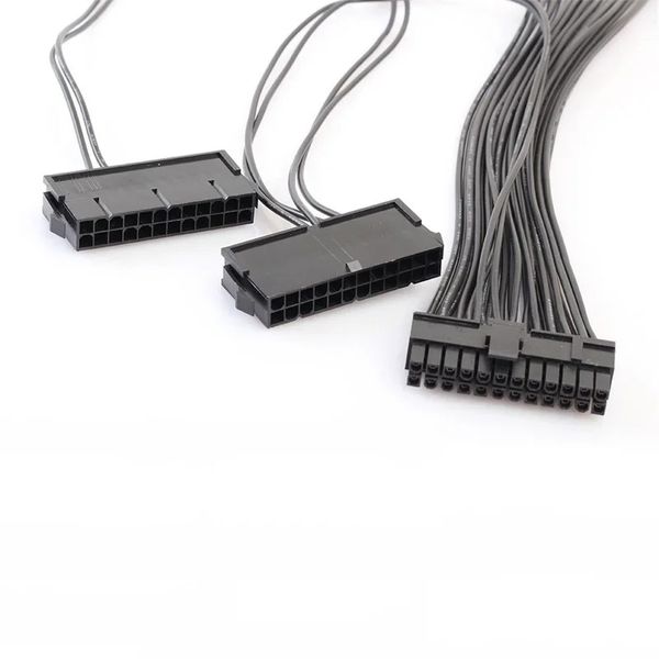 Nuevo 30 cm 24pin 20+4pin Triple PSU -ATX Fuente de alimentación Adaptador Cable 18AWG Cable para la fuente de inicio de la fuente de alimentación de minería Línea de inicio