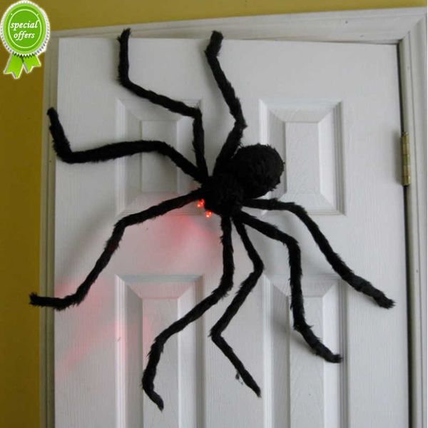 Nuevo 30 cm 50 cm 75 cm 90 cm Felpa de gran tamaño Araña negra Decoración de fiesta de Halloween Bar en casa al aire libre Casa embrujada Accesorios de terror 2023