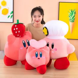 Nieuwe 30 cm schattige Strawberry Kirby Plush Soft Throw Pillow Gift Game -prijzen