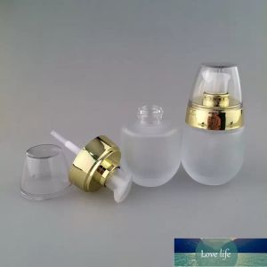 Nuevo 30ml/1oz frasco cosmético de vidrio esmerilado dispensador de botellas de viaje para champú de esencia bomba prensada envases cosméticos vacíos
