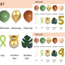 Nuevo 30 unids/lote Safari en la jungla conjunto de números de animales niños 1 2 3 años decoraciones para fiesta de cumpleaños salvaje uno verde globos de látex