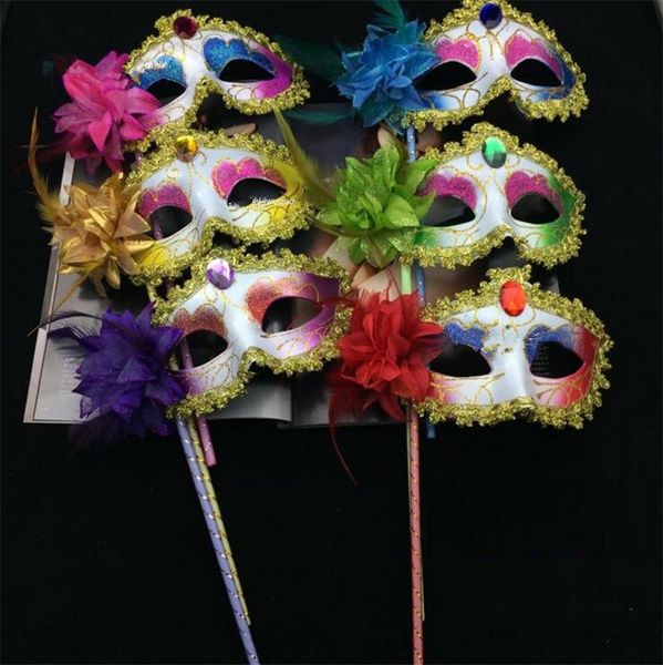 Nouveau 30 pcs vénitien demi visage fleur masque mascarade fête dessin coloré Sexy Halloween danse de noël fête de mariage masque I050