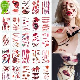 Nieuwe 30 Vellen Halloween Tattoo Stickers Bloody Wound Waterdichte Tijdelijke Fake Tattoo Halloween Party Scary Decoratie Horror Props