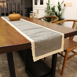 Nuevo camino de mesa de 30x250CM, arpillera con encaje, yute, armario de TV, caminos de mesa, arpillera rústica, imitación de lino, decoración del hogar para fiesta de boda