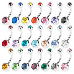 Nieuwe 316L Chirurgische stalen navel ringen Crystal Rhinestone Belly Button Navel Bar Ring Body Sieraden Piercing 50pcs Lot Gratis verzending YD