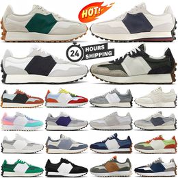 Nieuwe 327 hardloopschoenen heren Damesontwerper 327S Sneakers Cloud Sea Salt Vintage Beige Bruin Suede Leopard Black White Orange Men Women Athletic Trainers korting