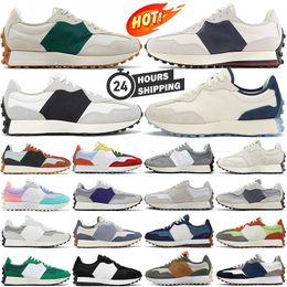 Nieuwe 327 hardloopschoenen Heren Damesontwerper 327S Sneakers Cloud Sea Salt Vintage Beige Bruin Suede Leopard Black Witte wolken Orange Men Women Outdoor Sports Trainers