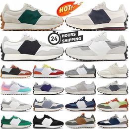 Nieuwe 327 hardloopschoenen Heren Damesontwerper 327S Sneakers Cloud Sea Salt Vintage Beige Bruin Suede Leopard Zwart Witte wolken Oranje buiten sporttrainers Korting