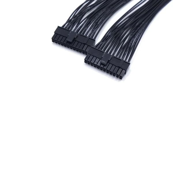 Nuevo cable de extensión de alimentación de alimentación ATX de 32 cm de 24pin 1 a 2 puertos PSU Male a hembra Cable de extensión de 24 pines para cable de extensión de alimentación ATX