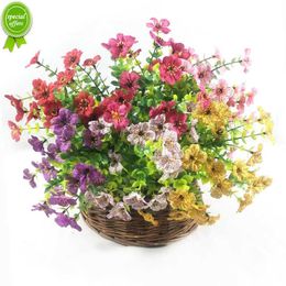 Nuevo 34 cm siete bifurcado primavera hierba flor violeta flor artificial decoración al aire libre Hotel boda Oficina decoración plantas falsas