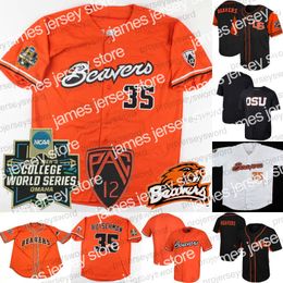 Nouveau # 35 Adley Rutschman Oregon State Beavers Jersey NCAA 2018 College World Series Pac 12 Patch Personnalisé N'importe quel Nom Numéro Maillots de Baseball S-6XL