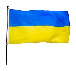 Nieuwe 35ft Oekraïne vlag met messing 15090 cm We Ik sta met Oekraïne vrede Oekraïense blauw gele doorvoerstoffels vlaggenmast thuisdecoratie 3265226
