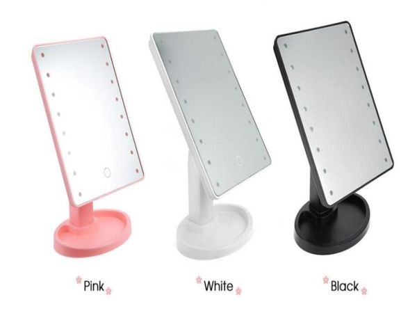 Nouveau miroir de maquillage à écran tactile de rotation à 360 degrés avec 16 22 lumières LED Table de miroir de vanité professionnelle Bureau de bureau 3802065