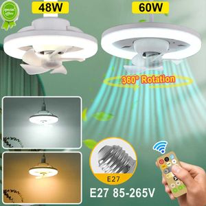 360 Rotating Ceiling Fan Light with Remote, Adjustable LED Brightness, E27 Living Room Bedroom Top Light