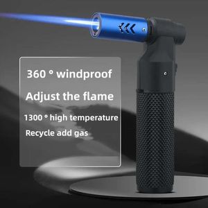 Nouveau 360 ﾰ Utiliser le butane en métal à vent en plein air sans gaz plus léger à la flamme bleu torch jet plus léger barbecue de la cuisine cigare soudage bijoux