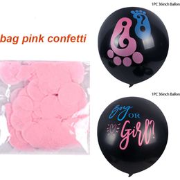 Ballon géant en Latex noir 36 pouces, confettis pour fête prénatale, garçon ou fille, décoration de fête d'anniversaire pour révélation du sexe, nouvelle collection