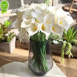Nieuwe 37 cm witte pu nep bloem kunstmatige calla lelie voor huisdecor bruiloft bruids bouquet thuistafel bloemboeket decor 10/5pcs