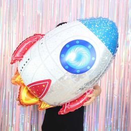Nuevo 3D Astronaut Balloon Spaceship Spaceship Rocket Ballon Rocket Globos para decoraciones de fiesta de cumpleaños Niños Balos Juguetes