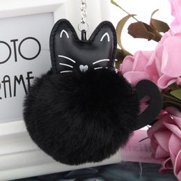Nouveau 3D chat noir boule de poils porte-clés pour femmes mode métal mignon porte-clés voiture bijoux sac à dos pendentif accessoire