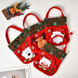 Nieuwe 3d kerstcandy tas Mooie kerstcadeauzakje geborsteld doek handtas kerstboeket pocket decoratie