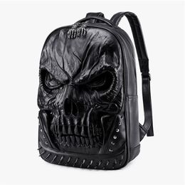 Nouveaux sacs sacs à dos de crâne en relief 3D pour les hommes Original Homme sac Rivet Personnalité Cool Rock ordinateur portable pour adolescents 271J