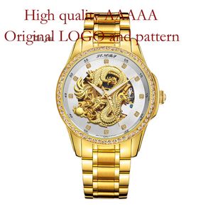 Nuevo reloj 3D Dragon Golden Dragon Tother Mechanical Double Hollow Men's Watrip Watret 6