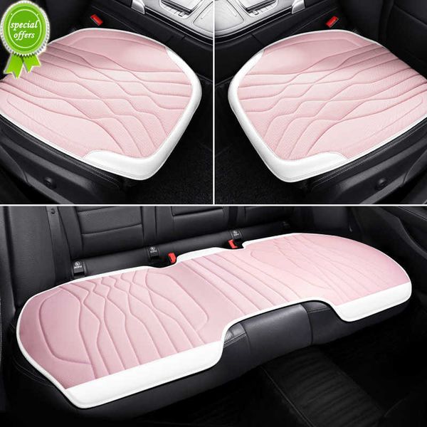 Nueva funda de asiento de coche de seda de hielo 3D, silla de lujo transpirable, cojín de asiento Interior, alfombrillas protectoras antideslizantes universales para asiento delantero/trasero