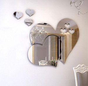 Nouveau miroir 3D Love Hearts Sticker Sticker Sticker Diy Home Room Art Mural Decor Autovable Mirror Wall Sticker7028183