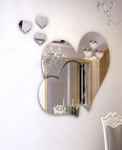 Nouveau miroir 3D Love Hearts Sticker Sticker Sticker Diy Home Room Art Mural Decor Autovable Mirror Wall Sticker3334136