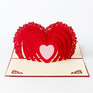 Cartes de vœux en papier Pop-Up 3D faites à la main en forme de cœur, carte de mariage pour Thanksgiving, saint-valentin, fournitures de fête Festive