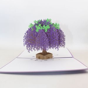 3D Pop-up Handgemaakte Wisteria Boom Wenskaarten Postkaarten Verjaardag Moederdag Bedankt Kaart Feestelijke Feestartikelen