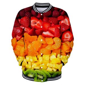 Nieuwe 3D -print honkbaljas jas fruit mode kawaii mannen dames hoodie sweatshirt casual lange mouw 3D hoodies jassen top 4xl